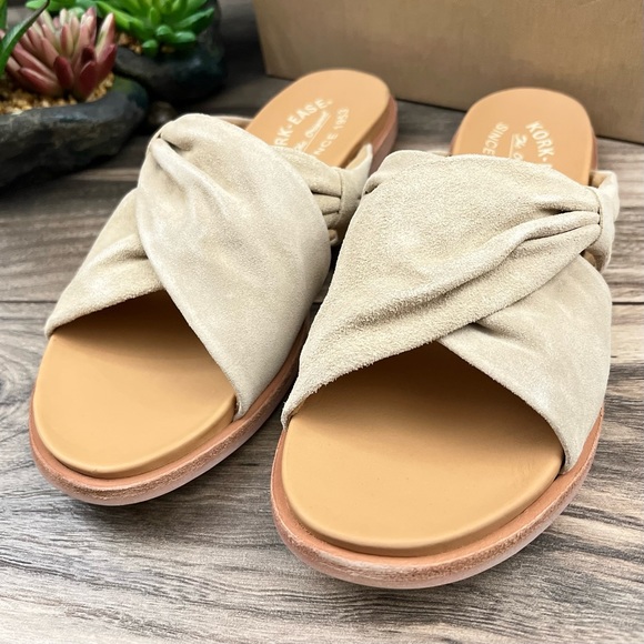 NIB Kork Ease Zel Suede Slide Sandal Natural Suede - Picture 3 of 13